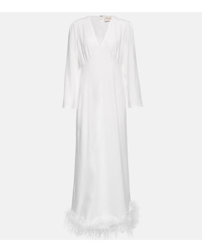 RIXO London Bridal Mya Feather-trimmed Dress - White