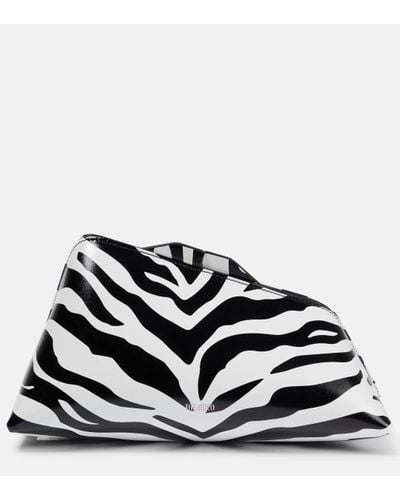 The Attico 8.30 Pm Zebra-print Leather Clutch - Black