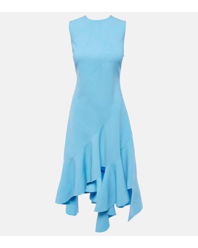 Oscar de la Renta Asymmetrical Wool-blend Midi Dress - Blue
