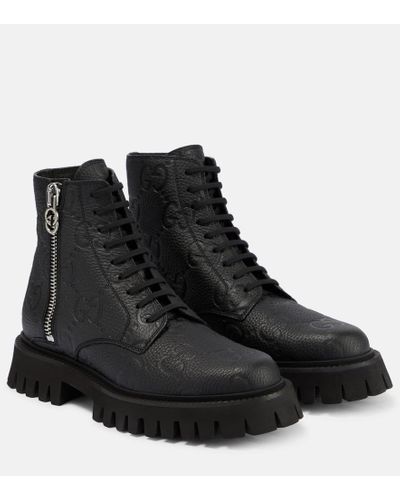 Gucci Glossy GG Side Zip Boots - Black