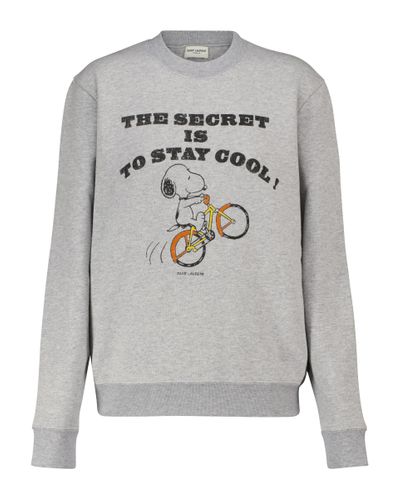 Saint Laurent X Snoopy Cotton-blend Jersey Sweatshirt - Gray