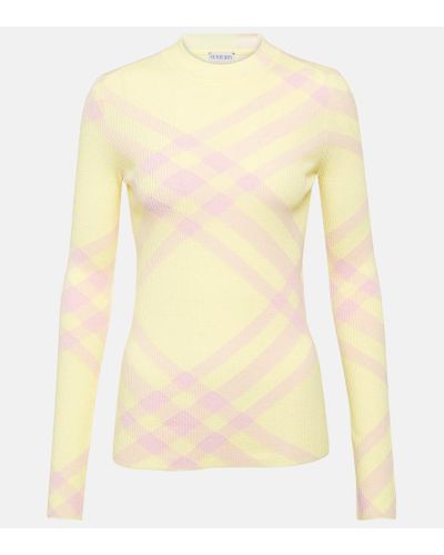 Burberry Check Wool-blend Top - Yellow