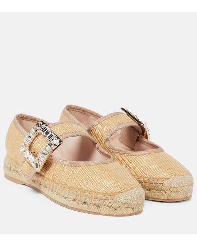 Roger Vivier Babies Embellished Canvas Espadrilles - Natural