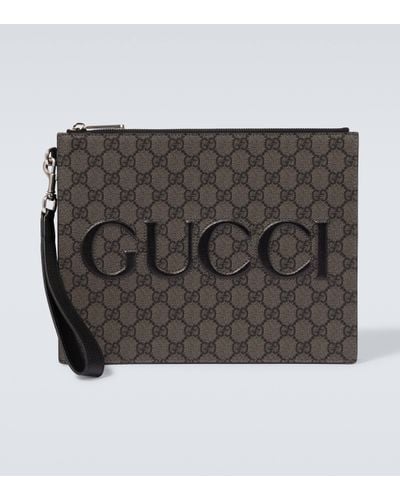 Gucci GG Canvas Pouch With Strap - Grey