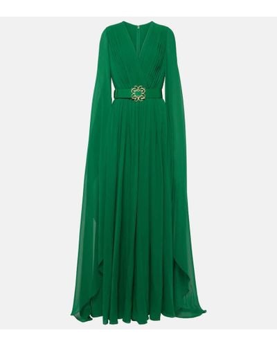 Elie Saab Vestido de fiesta de chifon de seda - Verde