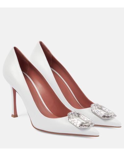 AMINA MUADDI Camelia Leather Court Shoes - White