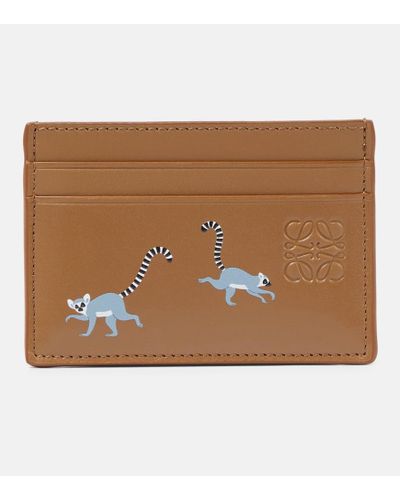 Loewe X Suna Fujita Lemur Leather Card Holder - Brown