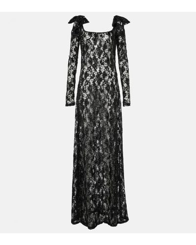 Nina Ricci Bow-detail Lace Gown - Black