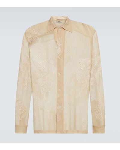 Bode Camicia Moth Veil in mesh di cotone con ricami - Bianco