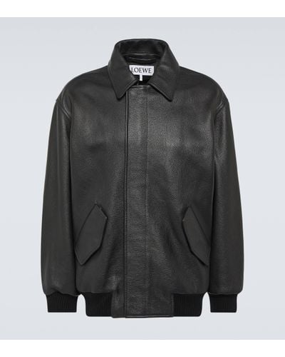 Loewe Leather Bomber Jacket - Black