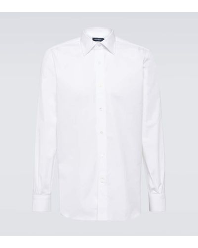 Thom Sweeney Camisa Lecce de popelin de algodon - Blanco