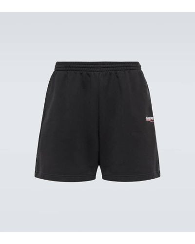Balenciaga Shorts de punto fino de algodon - Negro