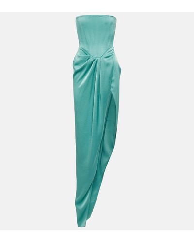Alex Perry Strapless Gathered Gown - Green