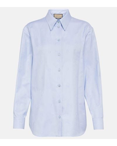 Gucci Interlocking G Jacquard Cotton Shirt - Blue