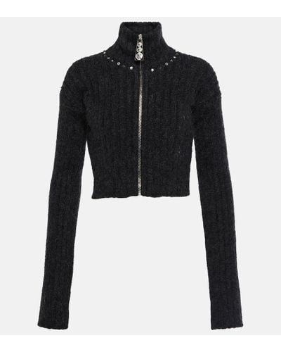 Alessandra Rich Embellished Wool-blend Sweater - Black