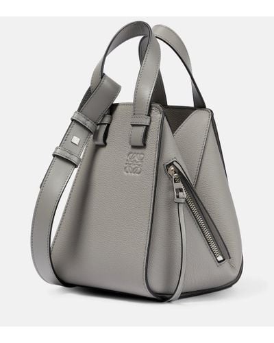Loewe Hammock Compact Leather Tote Bag - Gray