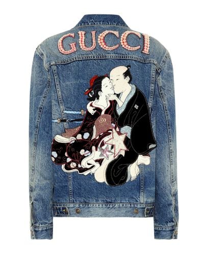 Gucci Verzierte Jeansjacke - Blau