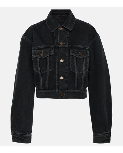 Saint Laurent Veste raccourcie en jean - Noir