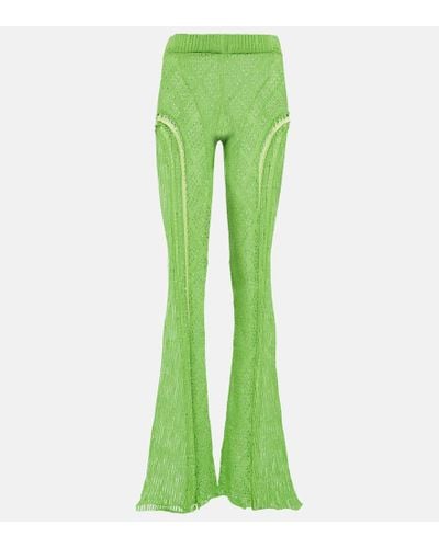 Roberta Einer Disco High-rise Flared Cotton Pants - Green