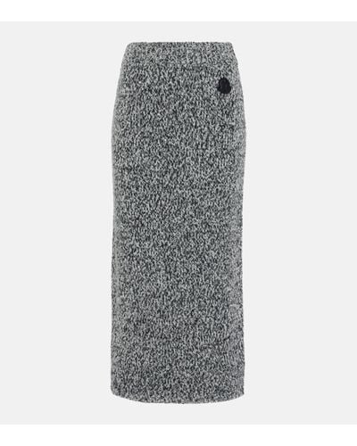 Moncler Intarsia Wool-blend Pencil Skirt - Grey