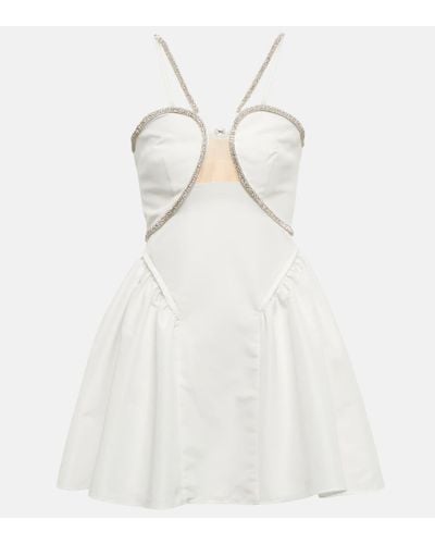 Self-Portrait Taffeta Mini Dress With Crystals - White