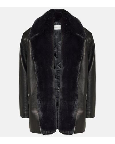 Magda Butrym Faux Fur-trimmed Leather Jacket - Black