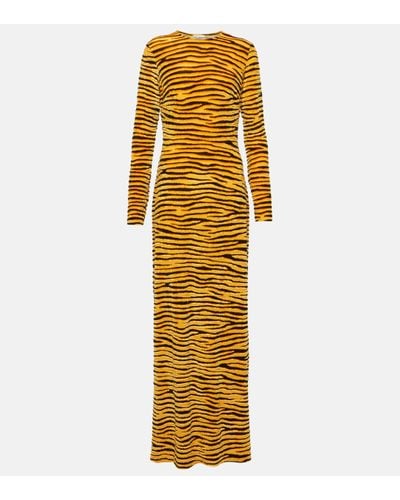Rabanne Robe longue en velours a motif tigre - Métallisé