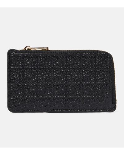 Loewe Anagram-debossed Leather Coin And Card Holder - Black