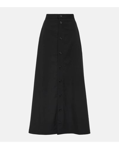 Balenciaga Falda larga de lana - Negro
