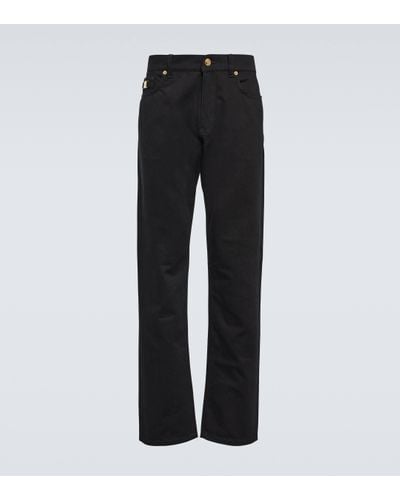 Versace Embellished Mid-rise Straight Jeans - Black