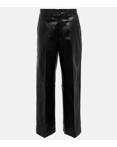 Polo Ralph Lauren Cropped Leather Trousers - Black