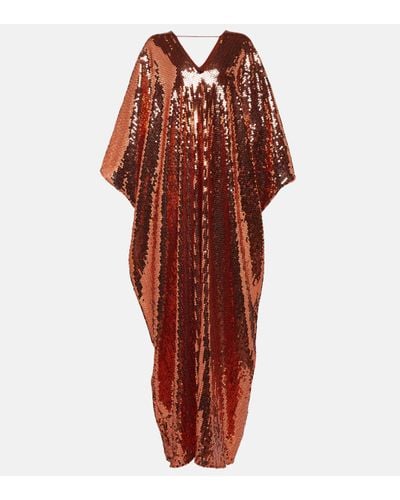 ‎Taller Marmo Gala Disco Sequined Crepe Kaftan - Red