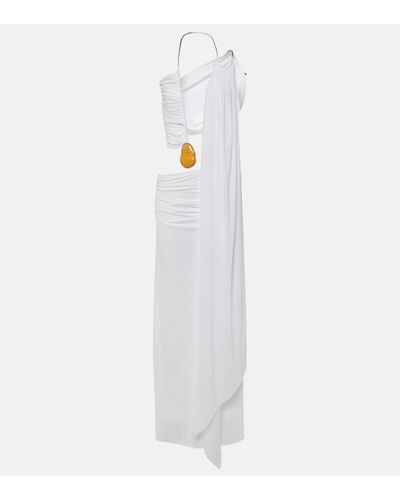 Christopher Esber Embellished Draped Jersey Gown - White