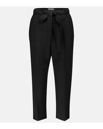 Prada High-rise Cropped Slim Wool Trousers - Black