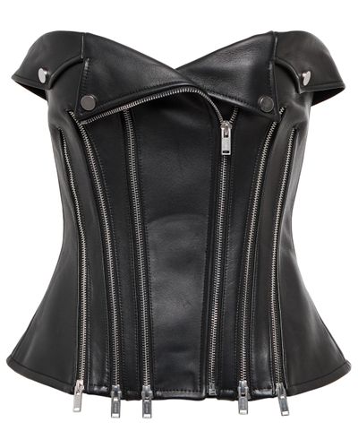 Dion Lee Verziertes Bustier aus Leder - Schwarz