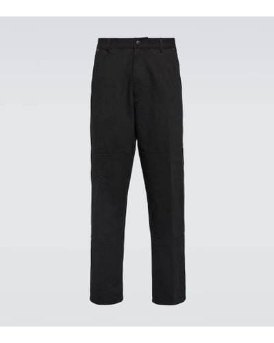 Moncler Pantalones rectos de lona con logo - Negro