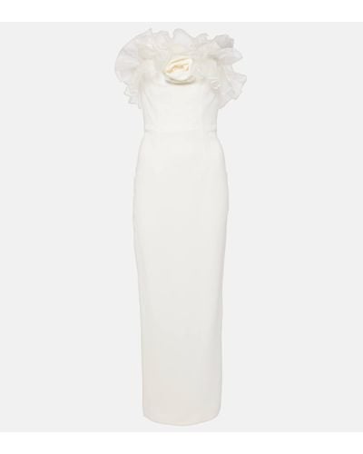 Alessandra Rich Organza-trimmed Cady Bustier Gown - White