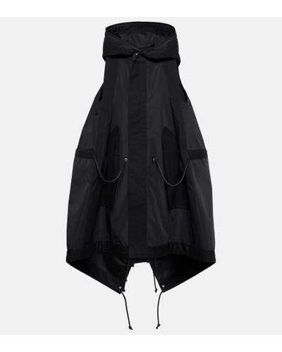 Sacai Gilet in taffeta con cappuccio - Nero