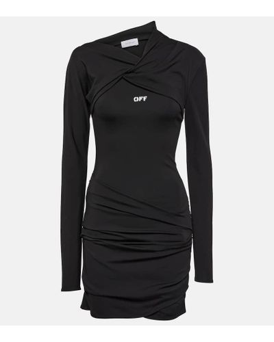 Off-White c/o Virgil Abloh Logo Asymmetric Jersey Minidress - Black