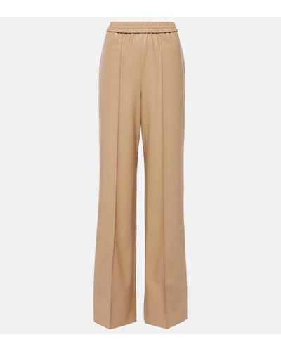 Wolford High-rise Faux Leather Wide-leg Trousers - Natural