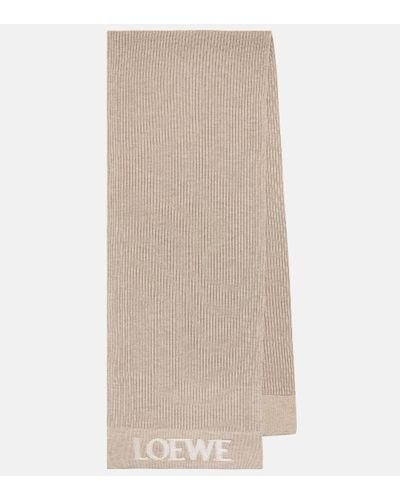 Loewe Logo Wool Scarf - Natural