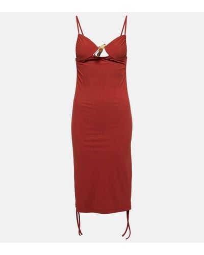 Christopher Esber Nebular Ruched Cutout Midi Dress - Red