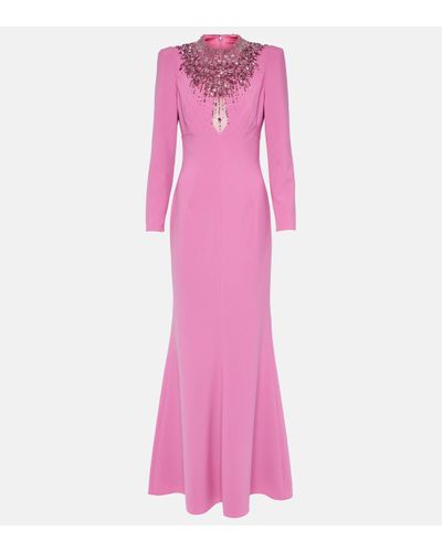 Jenny Packham Robe longue Laka en crepe a ornements - Rose