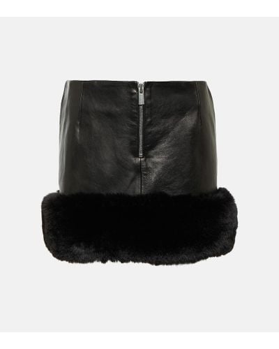 Magda Butrym Faux Fur-trimmed Leather Mini Skirt - Black