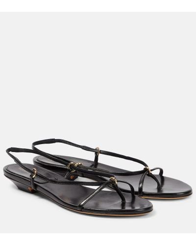 Khaite Marion Leather Thong Sandals - Brown