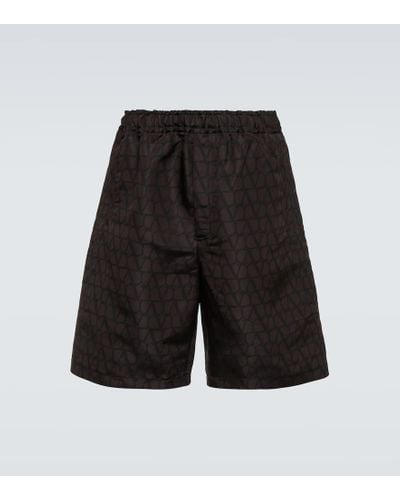 Valentino Shorts Toile Iconographe aus Seide - Schwarz