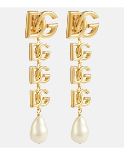 Dolce & Gabbana Clip-Ohrringe DG mit Zierperlen - Mettallic