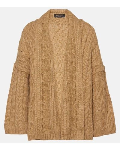 Loro Piana Cable-knit Cashmere And Mohair Cardigan - Brown