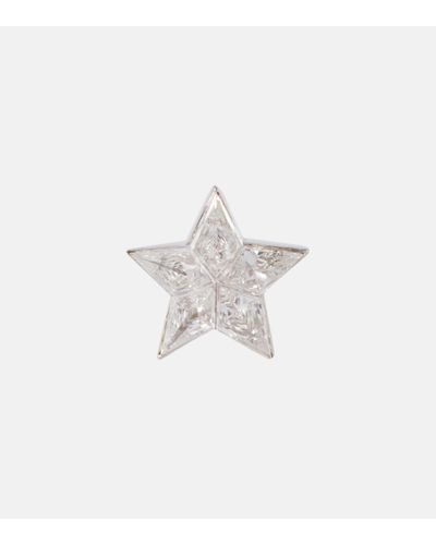 Maria Tash Orecchino singolo Invisible Set Diamond Star Stud in oro bianco 18 kt con diamanti