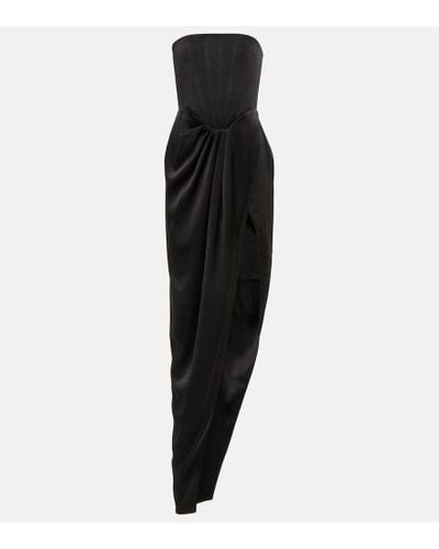 Alex Perry Ledger trägerlose robe aus glänzendem crêpe mit drapierung - Schwarz